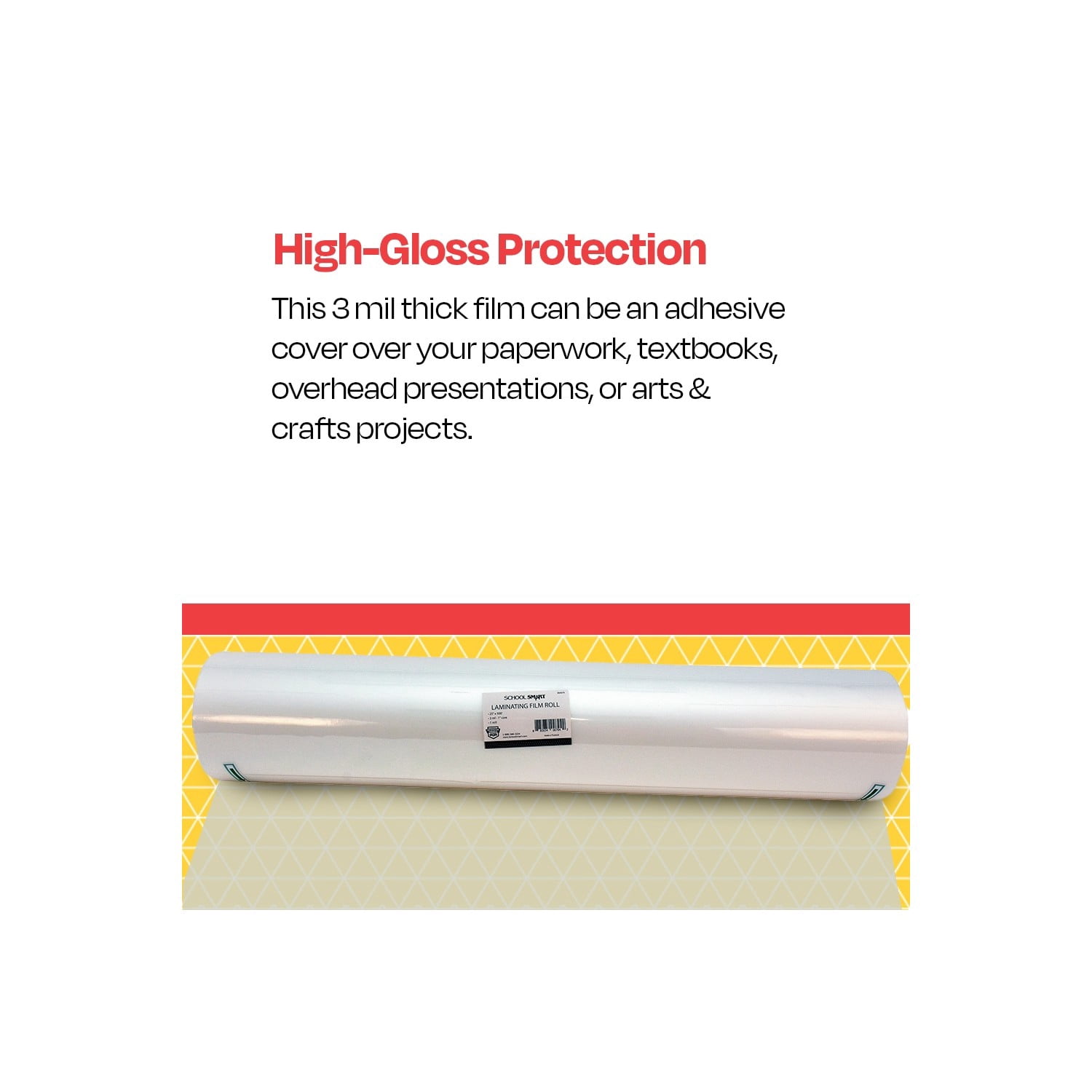 Laminating Film Roll, 25 Inches x 500 Feet, 3 Mil Thick, High Gloss