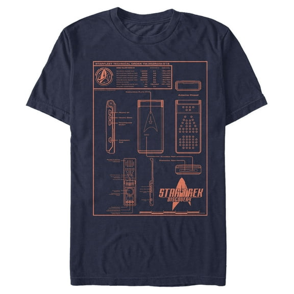Men's Star Trek: Discovery Starfleet Communicator Specs Graphic Tee Navy Blue Medium