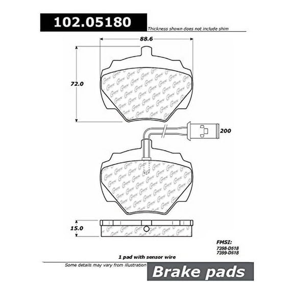 Centric Parts Disc Brake Pad P/N:102.05180