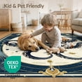 thumbnail image 4 of ODIKA 3'x5' Washable Area Rug Navy Vintage Animals Nautical Octopus Tentacle Sketch Maritime for Hallway, Laundry Room, Non-Slip, Flatweave, Easy Care, 4 of 7