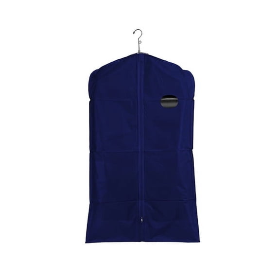Econoco 40/V - 24" x 40" Garment Bag - Dark Blue with Dark Blue Trim - Made of 3 gauge Vinyl Taffeta with Oval Window and Center Zipper - Pack of 100