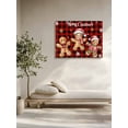 thumbnail image 4 of Merry Christmas Canvas Print Wall Art Xmas Cute Gingerbread Man White Gold Winter Snowflakes Red Plaid Pictures Painting Morden Artwork for Living Room Bedroom, Ready to Hang - 12"x16", 4 of 6