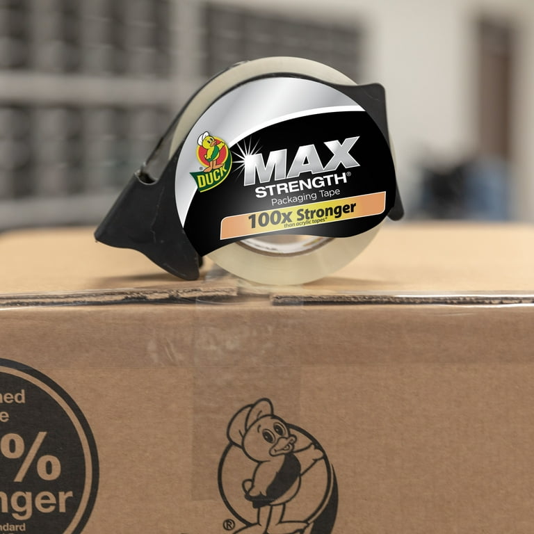 Duck Max Packaging Tape with Heavy-Duty Dispenser, 1.88 x 54.6 yds, 3 Core, Clear