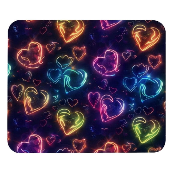 PhooArto Comfortable Mouse Pad Color Neon Hearts Desktop Mousepad , 21 x 25 cm Mouse Mat, Non-Slip Rubber Base, Improves Speed and Precision