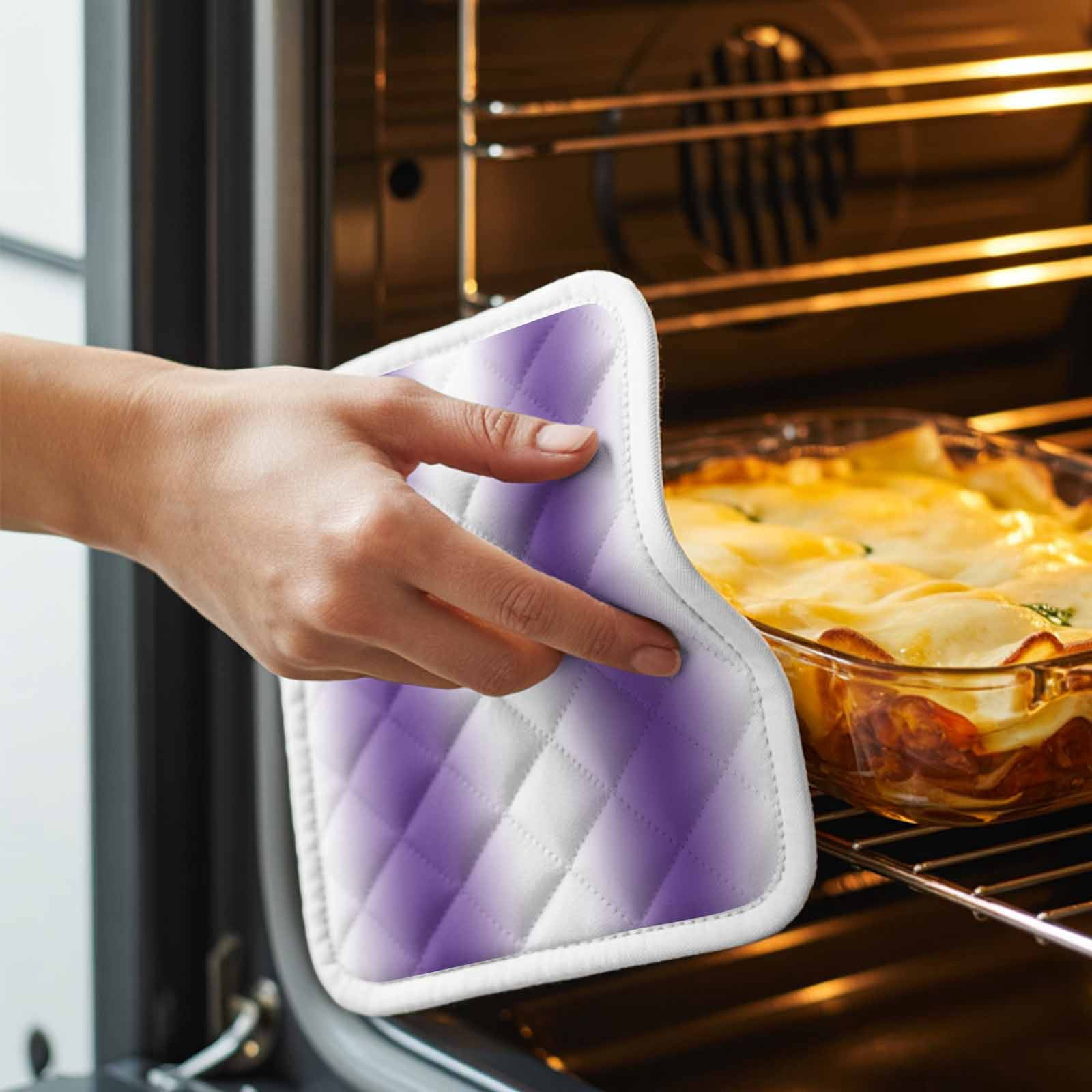 Purple White Ombre Pot Holders for Kitchen Heatproof Potholder, 5 Pack Modern Abstract Art Farmhouse Gradient Hot Pads Multipurpose Oven Pads Cloth Potholders Trivet for Cooking Baking