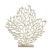 19" x 21" Silver Aluminum Metal Coral Sculpture, by DecMode