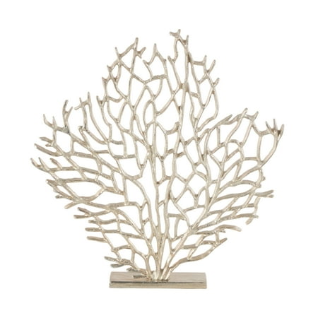19" x 21" Silver Aluminum Metal Coral Sculpture, by DecMode
