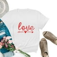 thumbnail image 1 of Hauts d'Été Grande Taille pour Femmes Chic Blouse pour Femme Nouvelle Imprimé Love Manches Courtes T-shirt Col Rond T-shirt Col en V Femme en Liquidation, 1 of 4
