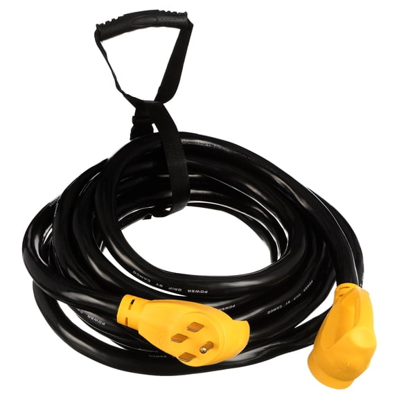 Camco Power Grip 30-Foot Heavy-Duty 50-Amp RV Extension Cord - PVC, Yellow (55195)