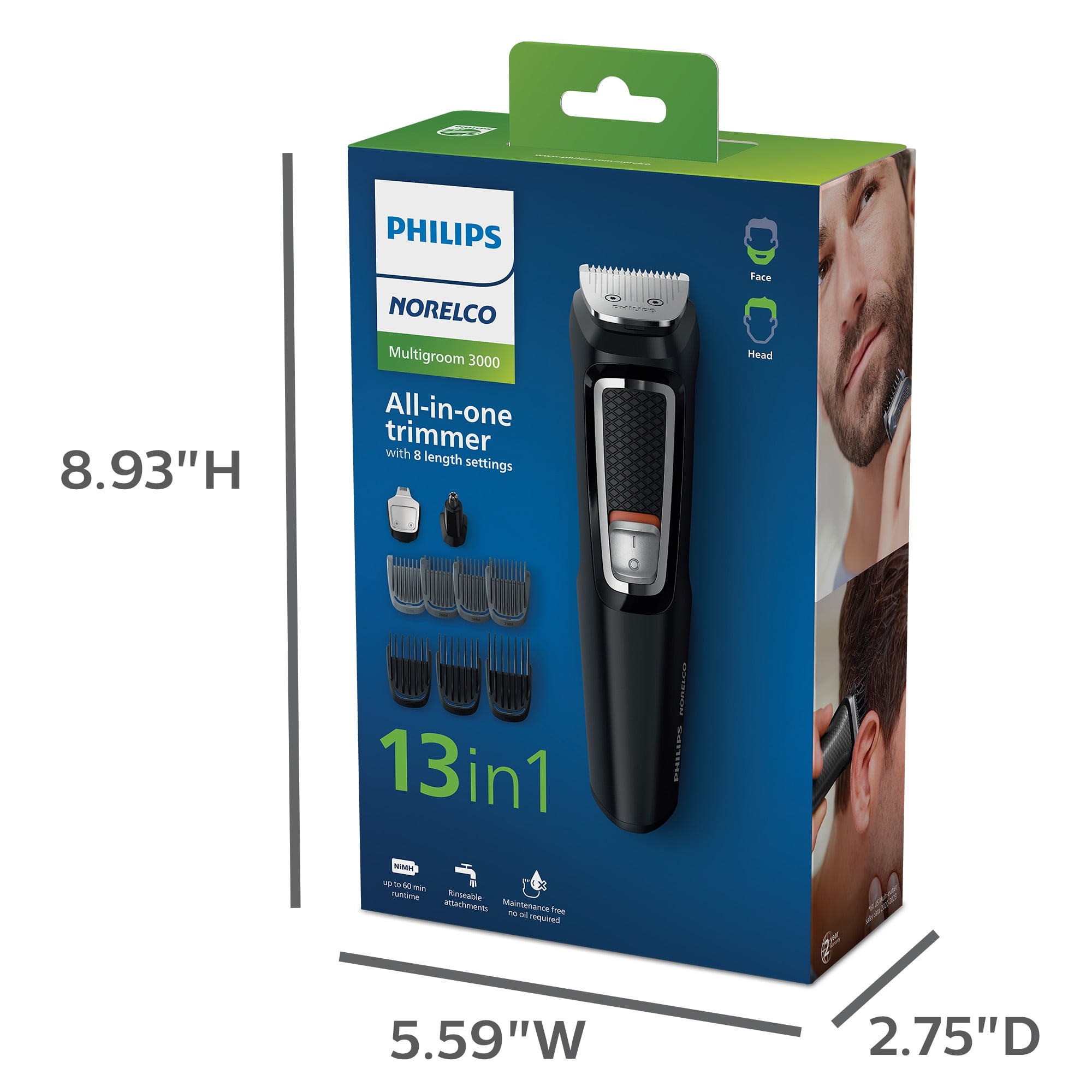 Free Shipping! Philips Norelco Multi-groomer Series 3000, 13-Piece