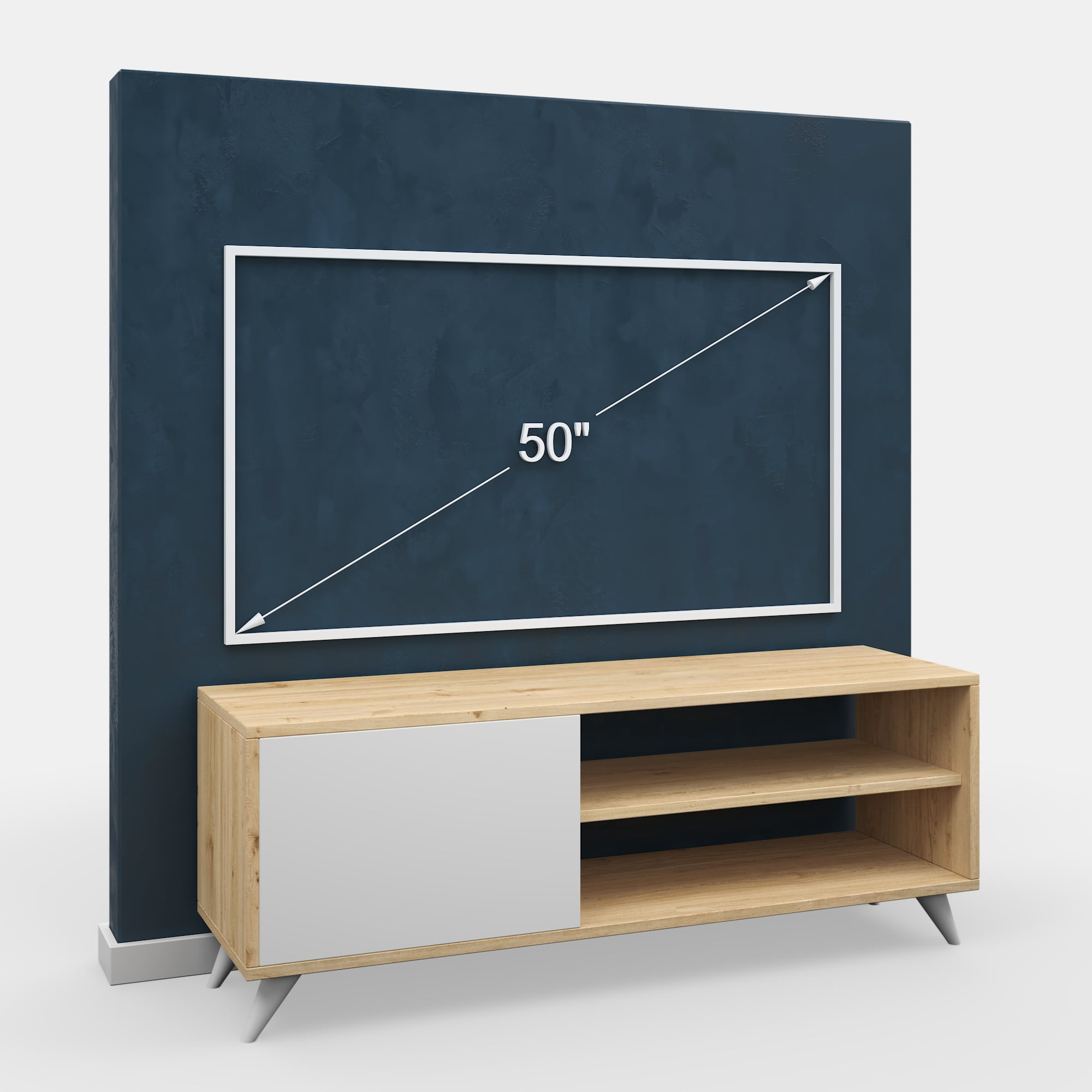 Ada Home Décor 2 Tier Venga TV Stand with Doors for TVs up to 53", White Oak