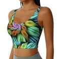 thumbnail image 2 of Fotbe Hippie Style Pattern Womens' Sports Bra Longline Wirefree Padded with Medium Support Sports Moisture-Wicking Workou Vest,Tank Top-, 2 of 9