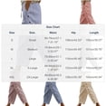 thumbnail image 3 of Cagogo Womens Cotton Linen Straight Pants Elastic Waist Button Casual Striped Ankle Trousers Loose Fit Basic Work Trousers for Summer Beach Office, Purple M, 3 of 8