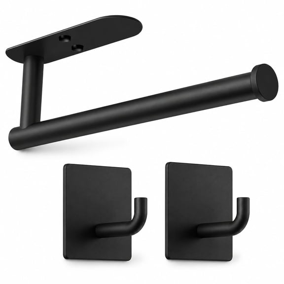 Paper Towel Holder with 2 Pack Adhesive Hooks, Under Cabinet Paper Towel Holder, Stainless Steel Paper Towel Holder Wall Mount
