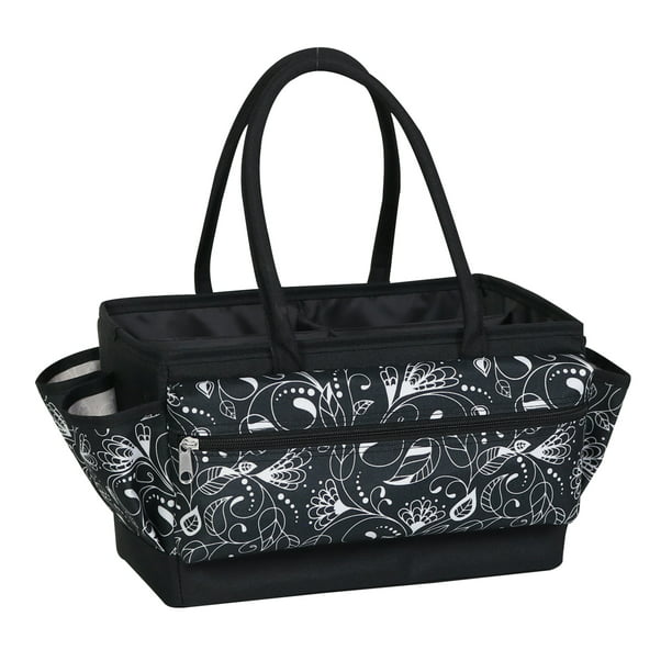 Everything Mary Large Craft Organizer Tote Bag, Black Floral - Walmart ...