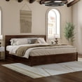 thumbnail image 4 of AFI Lylah King Wood Platform Bed with Panel Footboard and Twin-XL Trundle, Walnut, 4 of 17