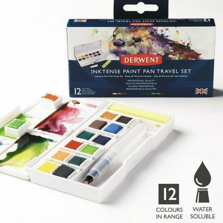 DERWENT Inktense Paint Pan Travel Set Palette #01 - 12 Half Pans - 9587643
