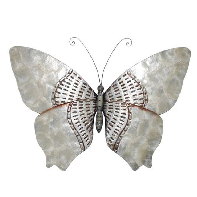 Eangee Home Design m2005 Butterfly Wall Decor, Silver with Rust Dashes