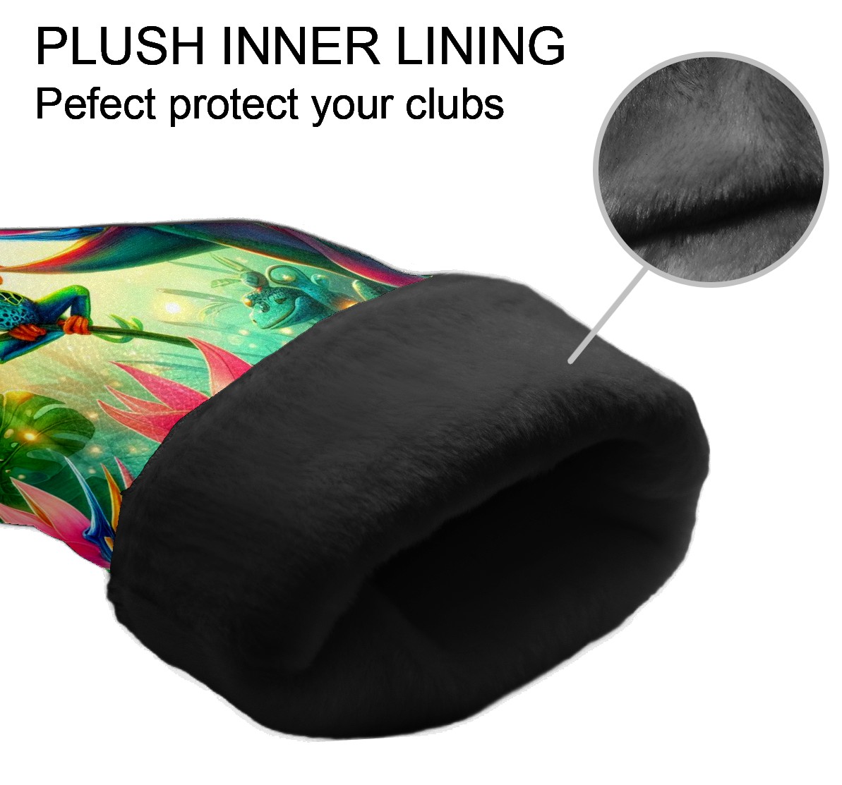 Golf Club Covers, Rainforest Parrot Frog Premium PU Leather Driver Hybrid Putter Head Covers with Velvet Lining, Waterproof Golf Gifts for Men Women