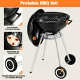 thumbnail image 3 of Segmart BBQ Charcoal Grill for Outdoor, 18 Inch Portable Kettle Charcoal Grill with Wheels, Barbecue Oven for Patio, Backyard, Camping, Black, 3 of 8