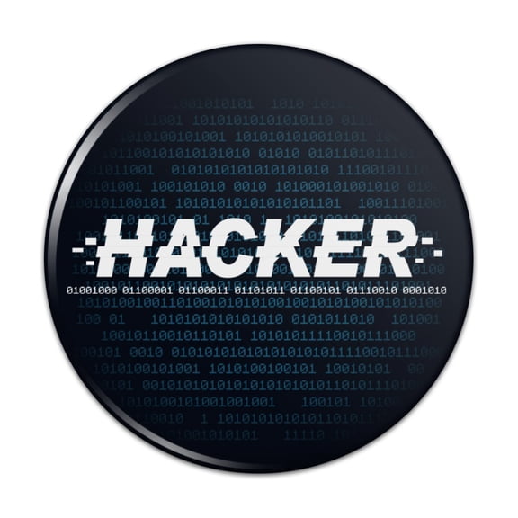 Hacker Binary Code Geek Nerd Pinback Button Pin