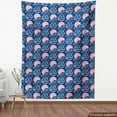 thumbnail image 3 of Ambesonne Japanese Fabric by the Yard Upholstery, Ornate Motifs, 5 Yards, Navy Blue Blush, 3 of 4