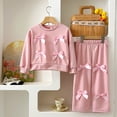 thumbnail image 6 of Toddler Girl Clothes Long Sleeve Bowknot Outfits Wide Leg Pants Two Piece Fall Clothing Set For Girls 2-3Years Pink, 6 of 9