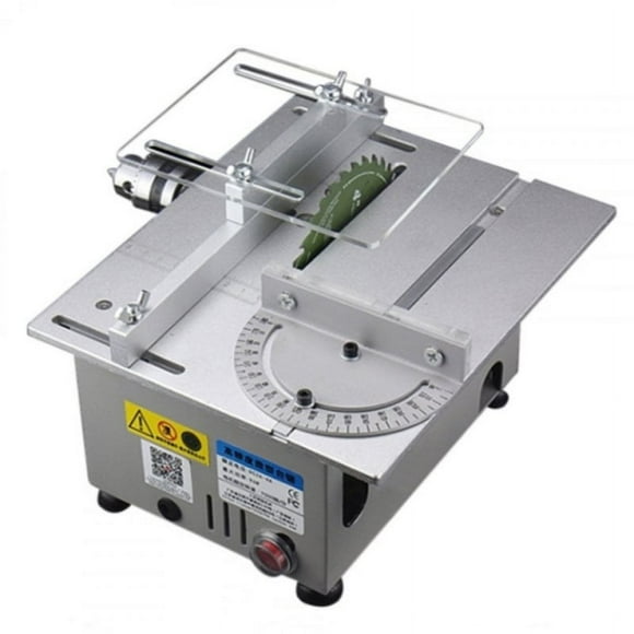 Mini Table Saw Woodworking Lathe Electric Polisher Grinder DIY Circular Cutting Saw Blade Silver_European plug