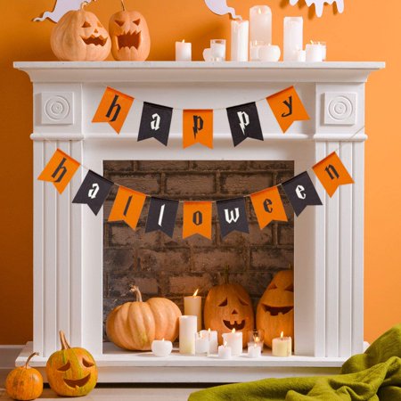 Happy Halloween Banner Halloween Bunting Banners Fabric No DIY Required  Hanging Banner Garland Halloween Black Orange Banner for Halloween Home  Office Party Favor Decor Supplies | Walmart Canada