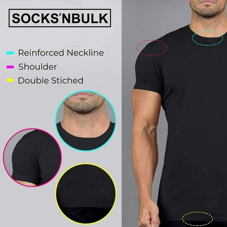 SOCKS'NBULK Confezione 12 Magliette Uomo In Cotone Morbido – Slim Fit Girocollo, Colori Misti, Taglia 4XL