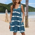 thumbnail image 6 of Penkiiy Women's Casual Sundress with Pockets Summer Boho Beach Dress Floral T-Shirts Dress V Neck Loose Tank Dresses S Blue, 6 of 6