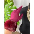 thumbnail image 2 of Vibrant Burgundy Winter Gloves with Plush Faux Fur Trim - Fashionable Cold Weather Accessory for Women, 2 of 5