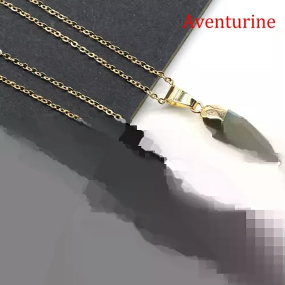 HOOUN 1pc Natural Crystal Bullet Head Necklace Faceted Stone Pendant Quartz Reiki Gift-1PC (Random Pick)-Aventurine