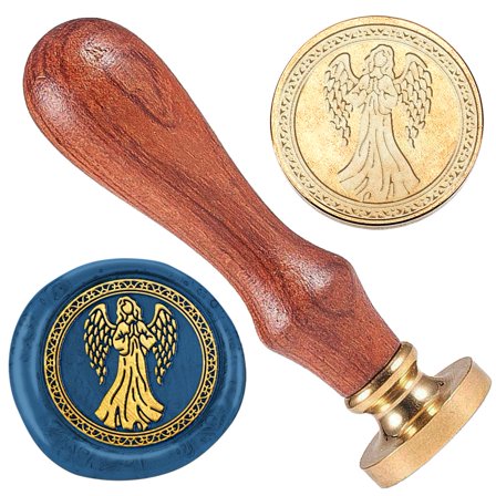 Prayer Angel 1" Wax Seal Stamp Vintage Sealing Stamps Removable Brass Head Seal Stamp with Wooden Handle Sealing Wax for Envelope Card Letter Wedding Invitations Gift Wrapping Decor DIY