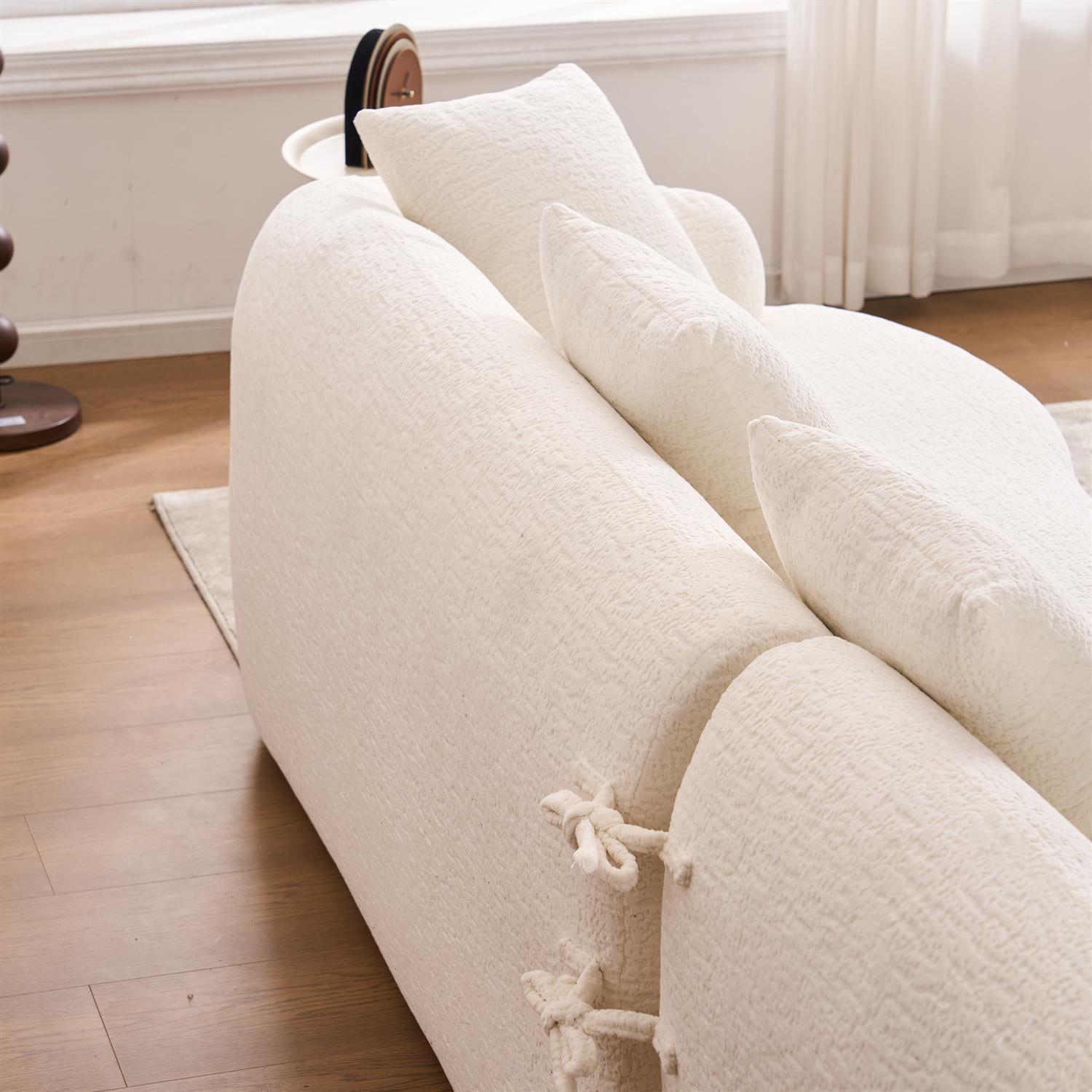 Demi Bonn 98" Cozy L-Shape Sectional Sofa with Curved Chaise, High-Density Foam, Chenille Modular Couch for Living Room, Supports 900 lbs, White