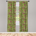 thumbnail image 4 of Ambesonne Vintage Window Curtains, Swirly Green Leaves Scroll, Each 28" W x 95" L, Apple Green Pink Brown, 4 of 4