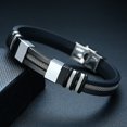 thumbnail image 1 of Pulsera Vnox de acero inoxidable para hombre, muñequera negra con timón acanalado, malla de silicona, inserto de enlace, pulsera Punk, brazalete informal elegante Tan Jianjun unisex, 1 of 2