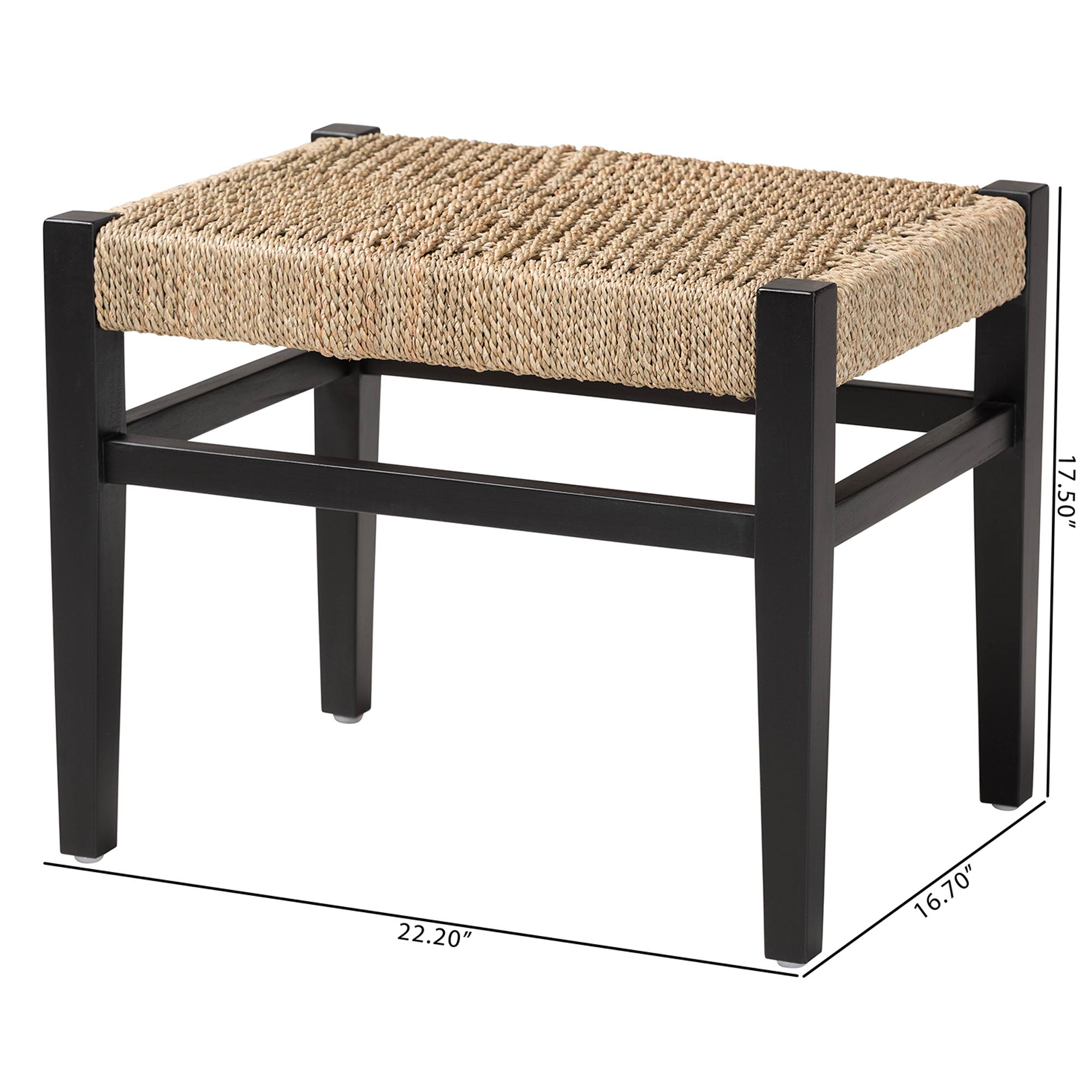 bali & pari Amber Boho Accent Bench, Natural Brown