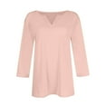 thumbnail image 4 of Long Sleeve Shirts For Women 3/4 Sleeve Tops For Summer Notched V Neck Plain T Shirts Casual Cute Three Quarter Length Blouses Womens Long Sleeve Tops, 4 of 5