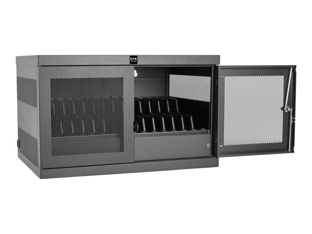 Tripp Lite 16-port Ac Charging Cart Storage Station Chromebook Laptop Tablet - 18.8" Height X 30.3" Width X 21.6" Depth - Floor, Wall Mountable, Desktop, Tabletop, Countertop - Steel - Black...