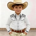 thumbnail image 2 of CONZONE Kids Boys Tops Long Sleeved Lapel Button Down Graphic Print Fashionable Tee White Size 10-11 Years, 2 of 4