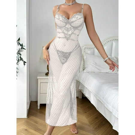 Generic 2025ins Sexy Charming Lace See-through Slim Fit Sexy Lingerie Sheath Jumpsuit Two-Piece Set