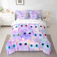 thumbnail image 2 of Manfei Neon Cat Twin Bedding Sets 7pcs,Colorful Clouds Bedding Comforter Set 7pcs,Chic Kitten Sheet Sets,Ultra Soft Bedroom Decorative Reversible, 2 of 7