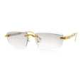 thumbnail image 4 of Bevel Lens Rimless Hustler Retro Gangster Rapper Rectangle Luxury Sunglasses Gold - Clear Mirror, 4 of 8
