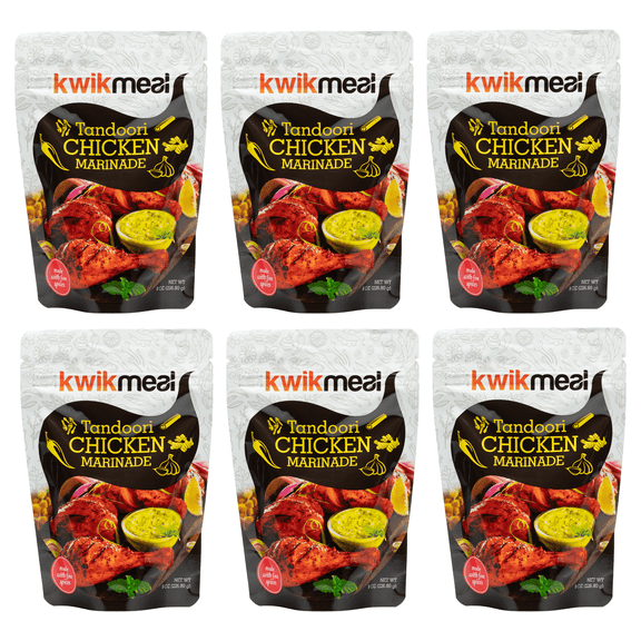 KwikMeal Restaurant-Style Punjabi Tandoori Chicken Marinade Paste | Authentic North Indian Tandoori & Tikka Marinade with 12 Aromatic Spices, Yogurt, Ginger & Garlic |  6 X 8 Oz Packs