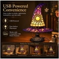 thumbnail image 6 of Stained Glass Witch Hat Lamp, Tiffany Style USB LED Night Light for Halloween Party & Witchy Home Decor,Blush,11.81 in, 6 of 8
