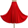 thumbnail image 6 of Zaldita Womens Long Full Circle Flamenco Skirt Solid Color Ruffle Ballroom Dance Performance Skirt Red 4XL, 6 of 7
