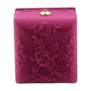 HOKARUA Flocking Jewelry Box Embossed Rose Delicate Pendant Organizer Jewel Case Gift Box