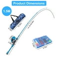 thumbnail image 2 of Moclever 5ft Kids Telescopic Fishing Rod and Reel Combo Kit with 56Pcs Lures for Boys Girls, Blue, 2 of 13