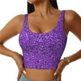 thumbnail image 3 of Goofa Glitter Purple Printed Sports Bras for Women, High Impact Running Bra Workout Crop Tank Tops Longline Sports Bra Push up-X-Large, 3 of 9